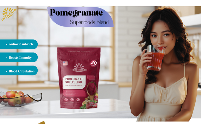 Golden Morning Juice – Pomegranate Superblend (20 Sachets)Freeze-Dried
