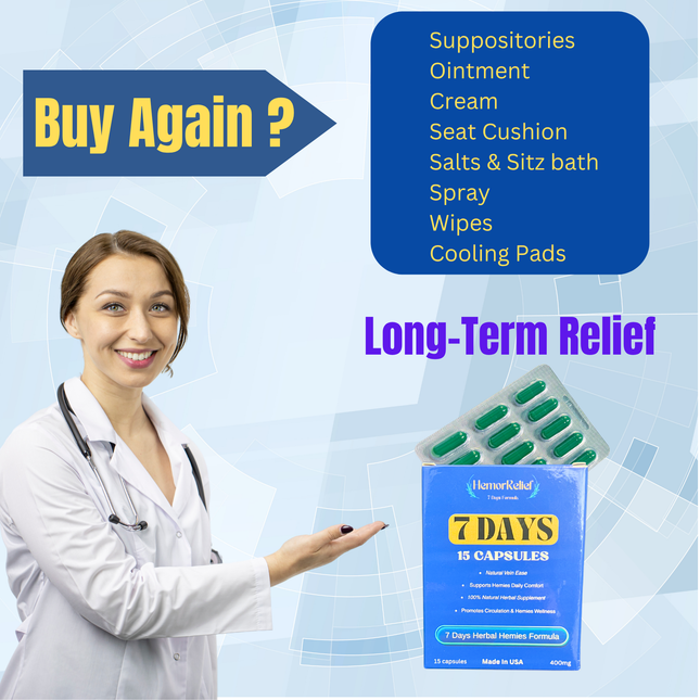 HemorRelief Fórmula para Hemorroides de 7 Días – 15 Cápsulas