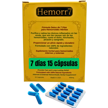 Hemorr7 — Fórmula para las Hemorroides — 7 días — 15 cápsulas
