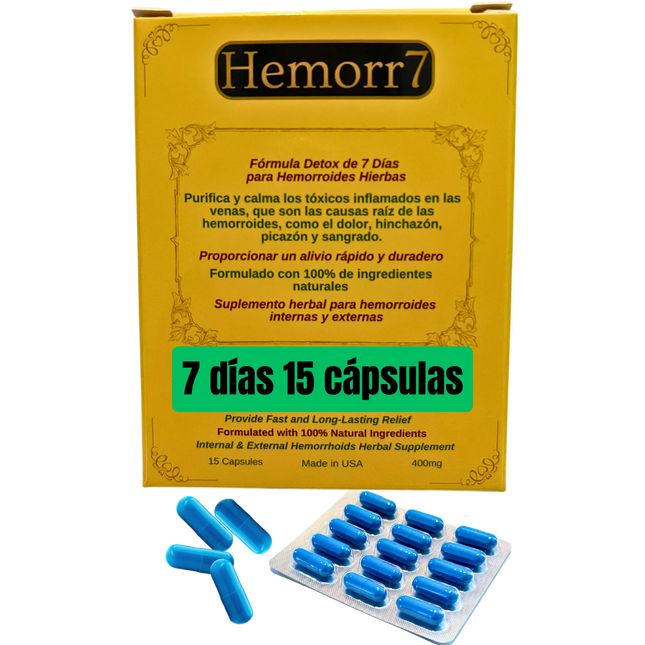 Hemorr7 — Fórmula para las Hemorroides — 7 días — 15 cápsulas